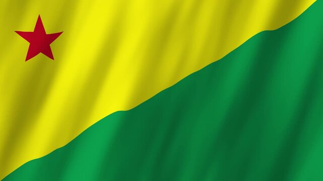 Acre Brazil State Flag Waving 4K Realistic Amazon Rainforest Heritage Symbol