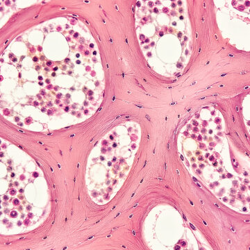 Spongy Bone Trabeculae Histology with Marrow Spaces