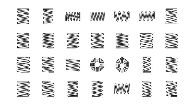 collection of various spring coils industrial parts and mechanical elements