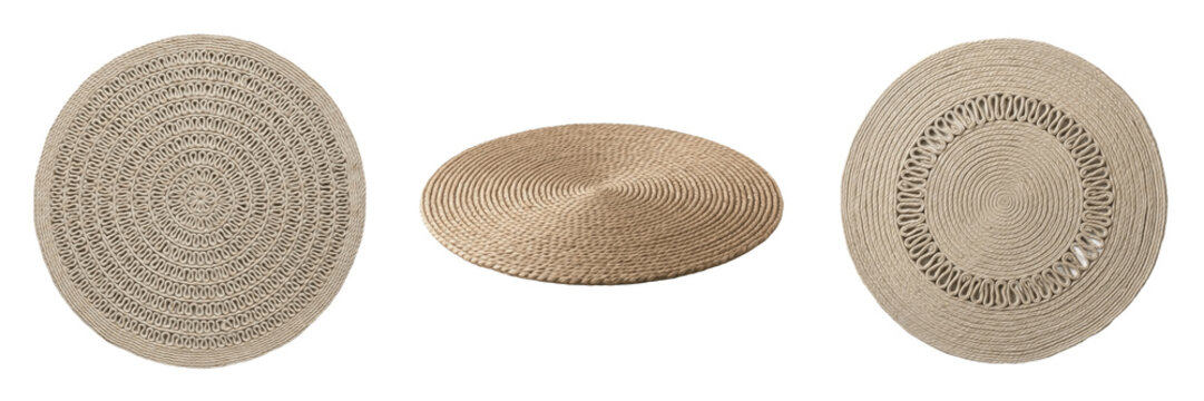 Natural Round Braided Jute Placemat for Dining Table, Eco-Friendly Home Decor Accessory, Rustic Tableware Mat for Plates and Hot Dishes, Minimalist Circular Fiber Coaster Mat.