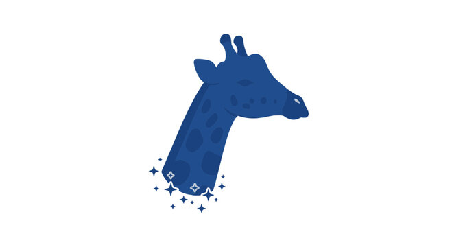 Blue Giraffe Head Illustration with Stars.