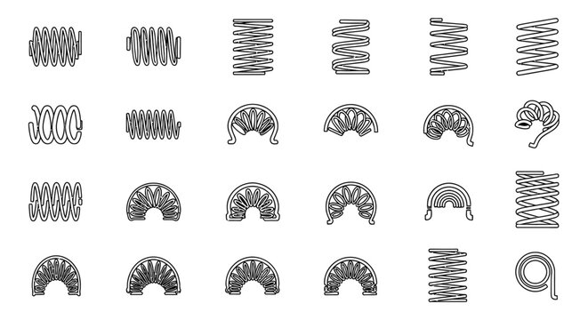 collection of different types of spring coils graphic elements
