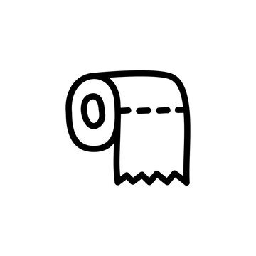 Toilet paper line icon with hand drawn doodle design style