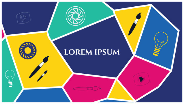 Abstract geometric design with creative icons and lorem ipsum text, design tool