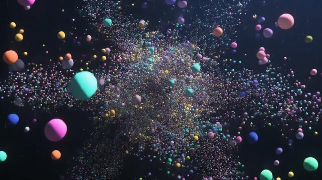 Colorful Particles Exploding in Dark Space