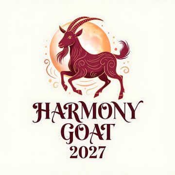 Illustrated harmony goat for 2027 chinese zodiac with zodiac sign spirit animal traditional art vector art asian culture good fortune good luck illustration year of the goat