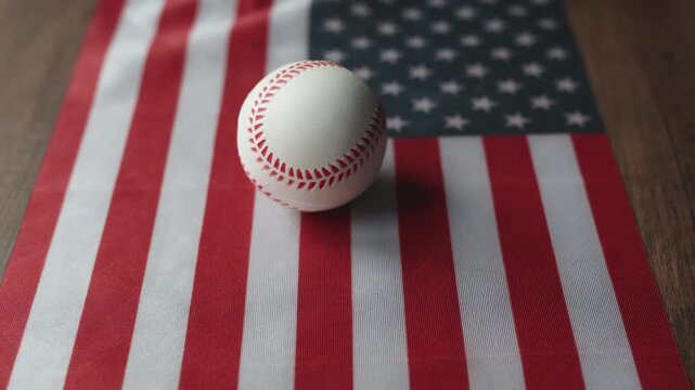 Baseball Ball on American Flag