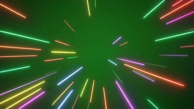 Colorful Neon Lights Radiate Energetically Outward.