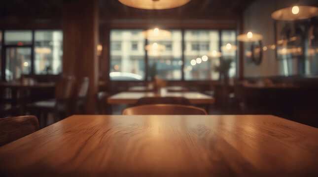 restaurant with abstract bokeh light blur background 