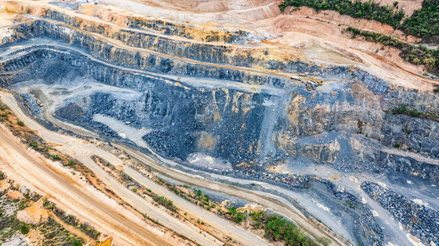 Mines of extraction and processing of limestone inside of the Cafuringa Environmental Protection Area, causing devastation, pollution by cement factories. DF, Brazil 2025