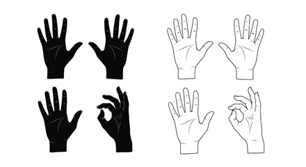 Obraz premium Multiple hand gestures in contrasting tones a striking silhouette