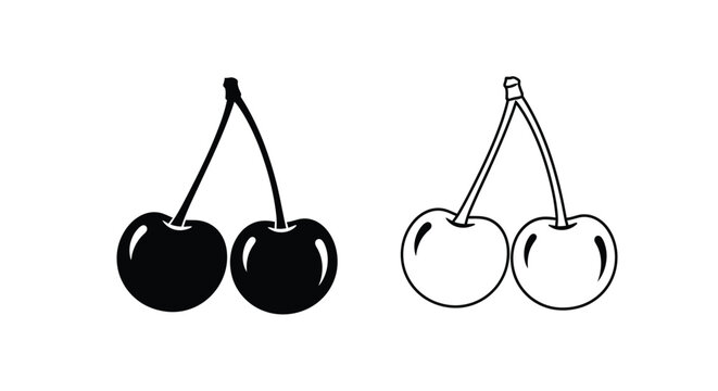 Two pairs of cherries one dark and one light in silhouette