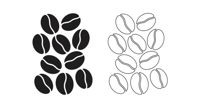 Coffee beans shown in contrasting black and white a bold silhouette
