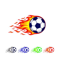 Obraz premium Soccer Ball On Fire with Multiple Color Trails - Dynamic Sports Concept