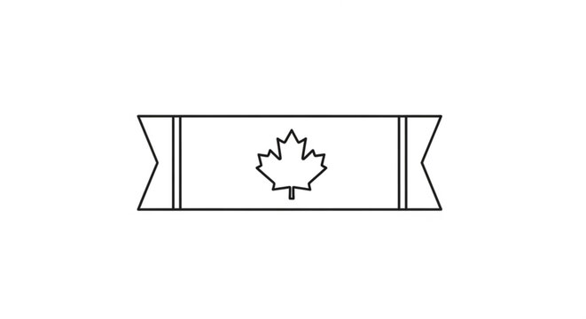 Maple leaf symbol centered on a flat ribbon as a vector illustration