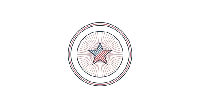 Star inside a circular frame with radial stripes as a vector icon