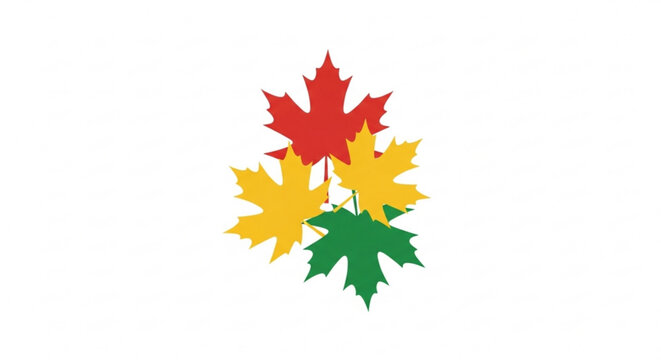 Group of colorful autumn maple leaves in a cluster vector icon