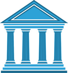 Obraz premium Blue Vector Icon of a Classic Bank or Financial Institution Building with Four Columns Symbolizing Stability Trust and Corporate Finance