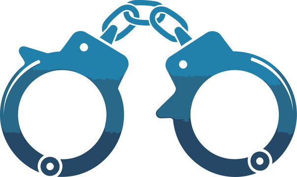 Gradient Blue Handcuffs Vector Graphic for Dark Mode UI Law Enforcement Presentations and Criminal Justice Concepts