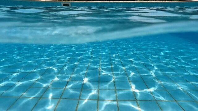 Underwater Pool Reflection Highlighting the Vibrant Aqua and Tile Texture