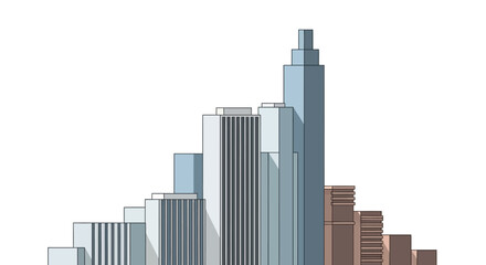 Fototapeta premium Minimalist City Skyline Illustration of Skyscrapers Arranged as a Bar Chart Representing Business Growth and Real Estate Development Success