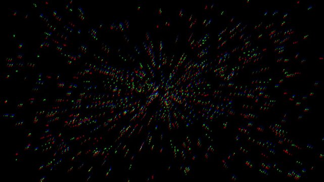 Glowing colorful stars being absorbed by a black hole in the vast of space