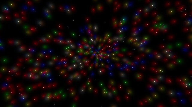 Glowing colorful stars being absorbed by a black hole in the vast of space