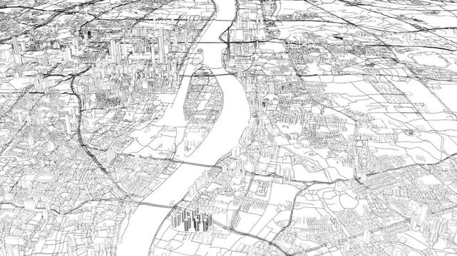 3D looped animation of city - Guangzhou China