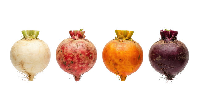 Four Colorful Beets On White Background