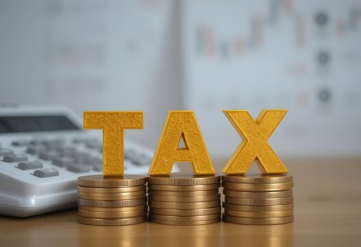 Strategic financial planning and tax implications illustrated by golden letters on coins