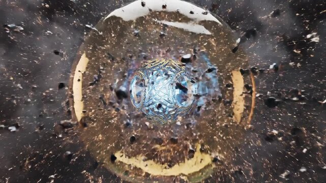 Immune response concept with abstract particle explosion and dynamic energy showing protective