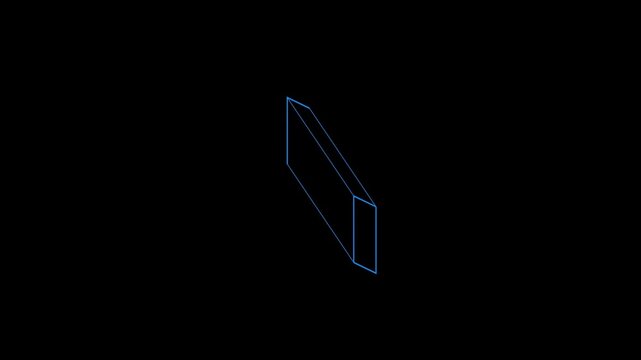 Minimalist blue animation cube wireframe