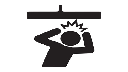 Warning sign icon of a person hitting head on low ceiling or beam. © firman