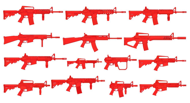 Red Assault Rifles Collection - Military Weapon Icons