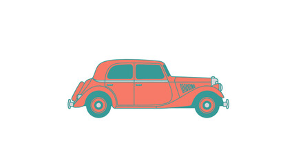Fototapeta premium Vintage Red Classic Car Side View.