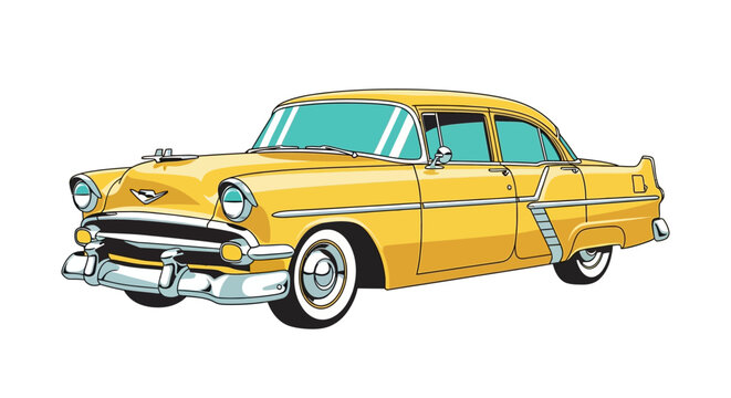 Vintage Yellow Classic American Car Model.