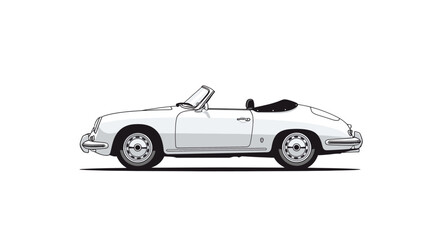 Obraz premium Vintage White Convertible Sports Car Side.
