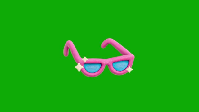 red glasses on green screen