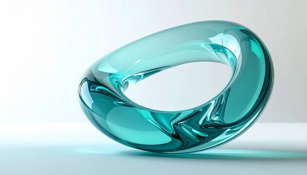 Abstract aqua torus shape, translucent curve, elegant design, modern art, 3D render