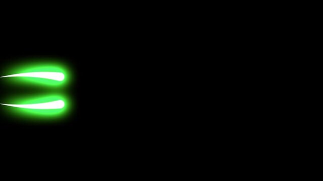 Vibrant green neon energy slashes moving across the screen. High-speed light trail animation for motion graphics.