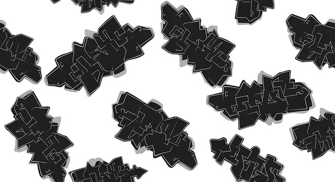 Seamless black and white graffiti wildstyle street art pattern