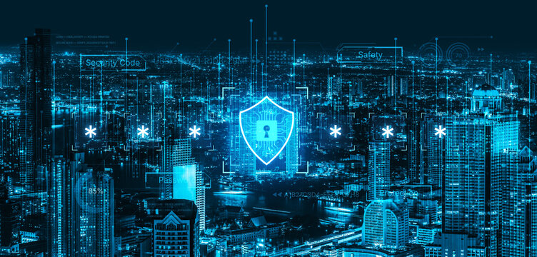 A concept of an advanced cybersecurity system. The futuristic interface shows a multi-factor authentication process using a secure password or PIN for enhanced data protection. Fermion