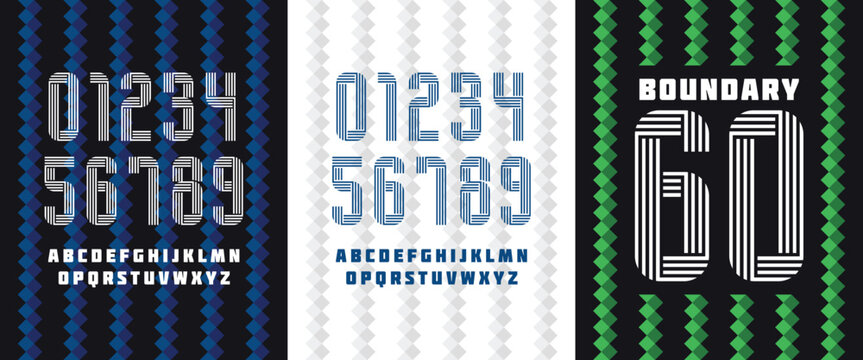 Boundary 60. Retro style jersey number with custom alphabet. Lines sporty numeric design perfect for team uniforms, competition posters, and athletic graphics.	