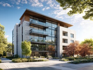 Obraz premium モダンな集合住宅の外観