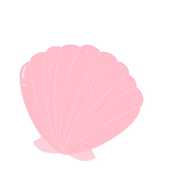 Pink seashell icon, marine nature and beach souvenir from tropical ocean reef