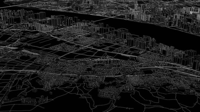 3D looped animation of city - Hangzhou China