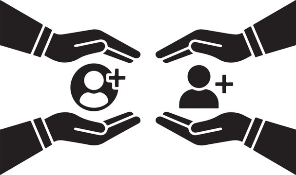 The hands cupped around the figures symbolize protection, care, support, and community safety
