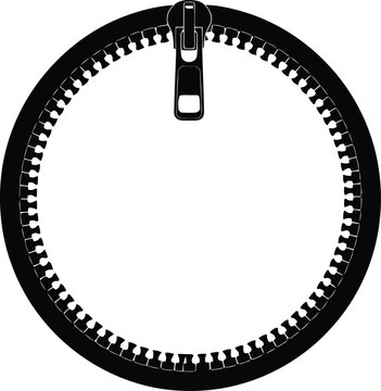 Zipper circle vector illustration featuring an open border design and pull tab graphic