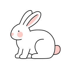 Fototapeta premium Cute Easter Bunny Line Icon Vector Illustration – Minimalist Hand Drawn Rabbit in Doodle Style Isolated on White Background for Logo, Sticker, Nursery Design, App Icon and Branding.
