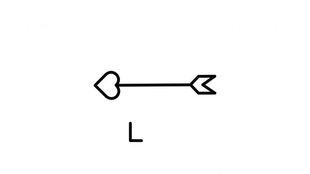 Cupids arrow and l symbol, perfect for valentines day designs, signs, logos, prints, apparel, and romantic projects for all ages.